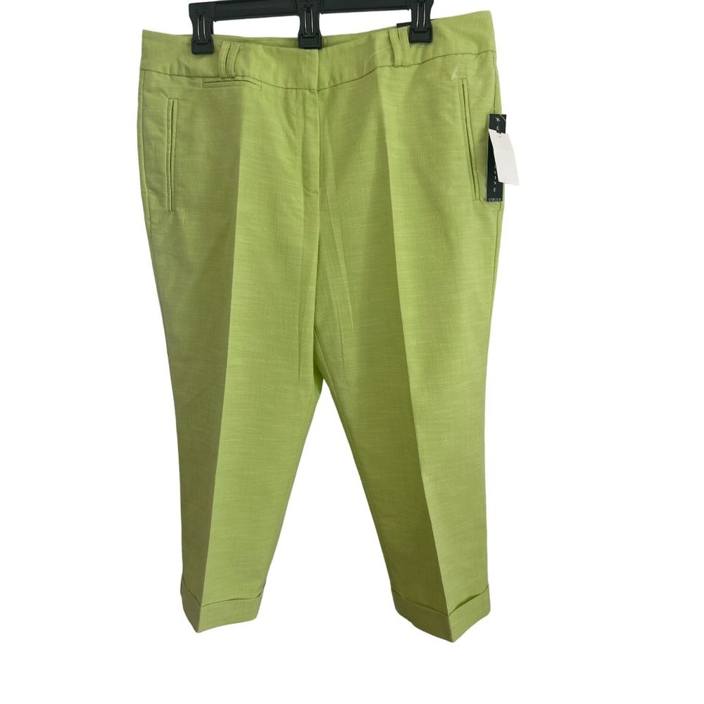 Larry Levine Green Slim Leg Stretch Cropped Pants Size 14